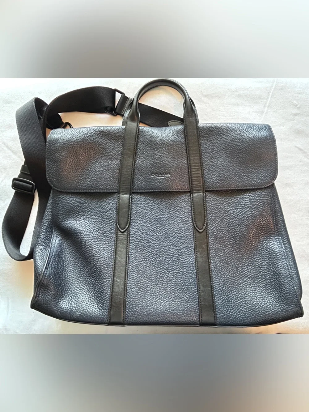 Coach Metropolitan Portfolio Brief Case Tote (Blue Pebbled Leather)